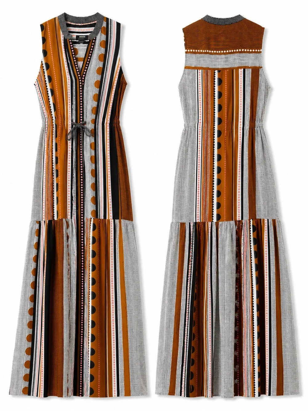Maeve Anthropologie Alondra Maxi Dress 2P Boho Stripe Tiered Pockets Petite NWOT - Picture 4 of 16